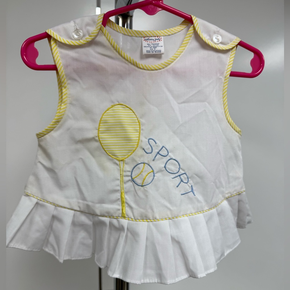 White and Yellow Kids Tennis Top